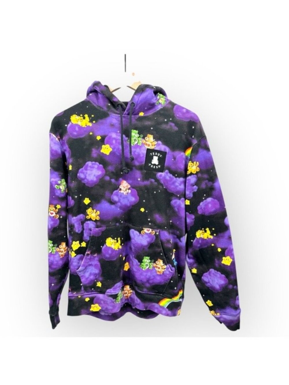 Teddy Fresh x Care Bears Purple Black Cloudy Pattern Care Bears Rainbow Hoodie